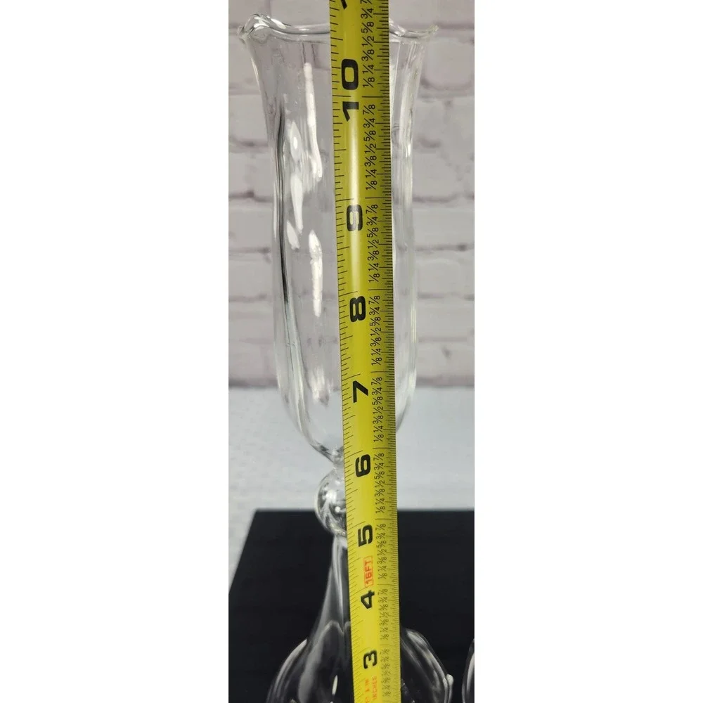 Hand Blown Bow / Tulip by Monarch Crystal Champagne Flute Glasses Set of 2